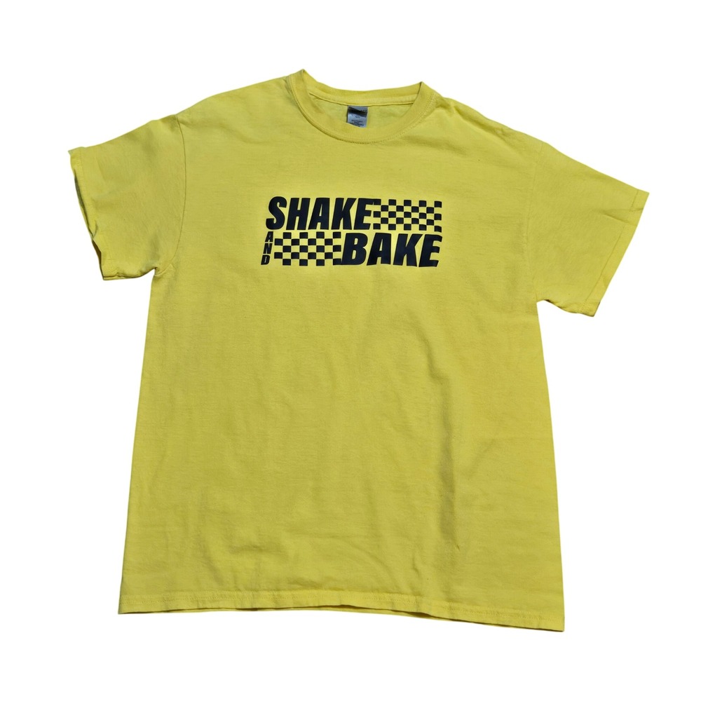Talladega Nights Shake and Bake Racing Graphic T-Shirt M Yellow Tee Ricky Bobby
